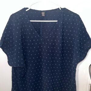 shein blue short sleeve blouse